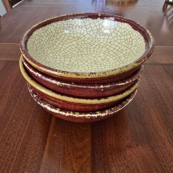 Pier 1 Crackle Collection Cereal / Soup Bowls Set Of 4 - Picture 9 of 9
